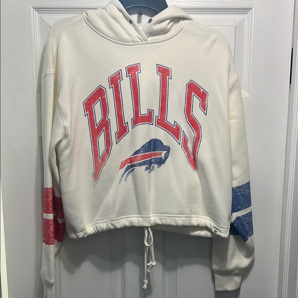 47 Women's Cream Hoodie with Red and Blue Accents